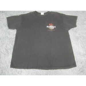 VTG Hard Rock Shirt Mens XL Black Graphic Print Newport Beach Short Sleeve